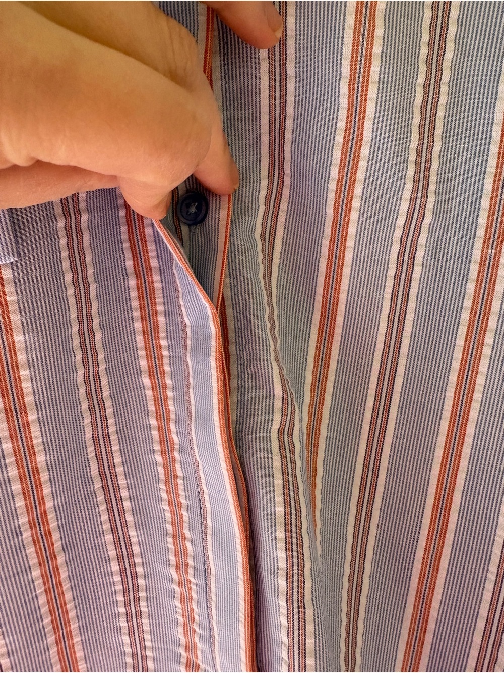 Nanette Lepore Blue, White & Orange Striped Button-Down Shirt - Picture 6 of 14